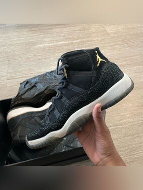 Jordan Women's High-Top Sneakers in Black with Gold Accents